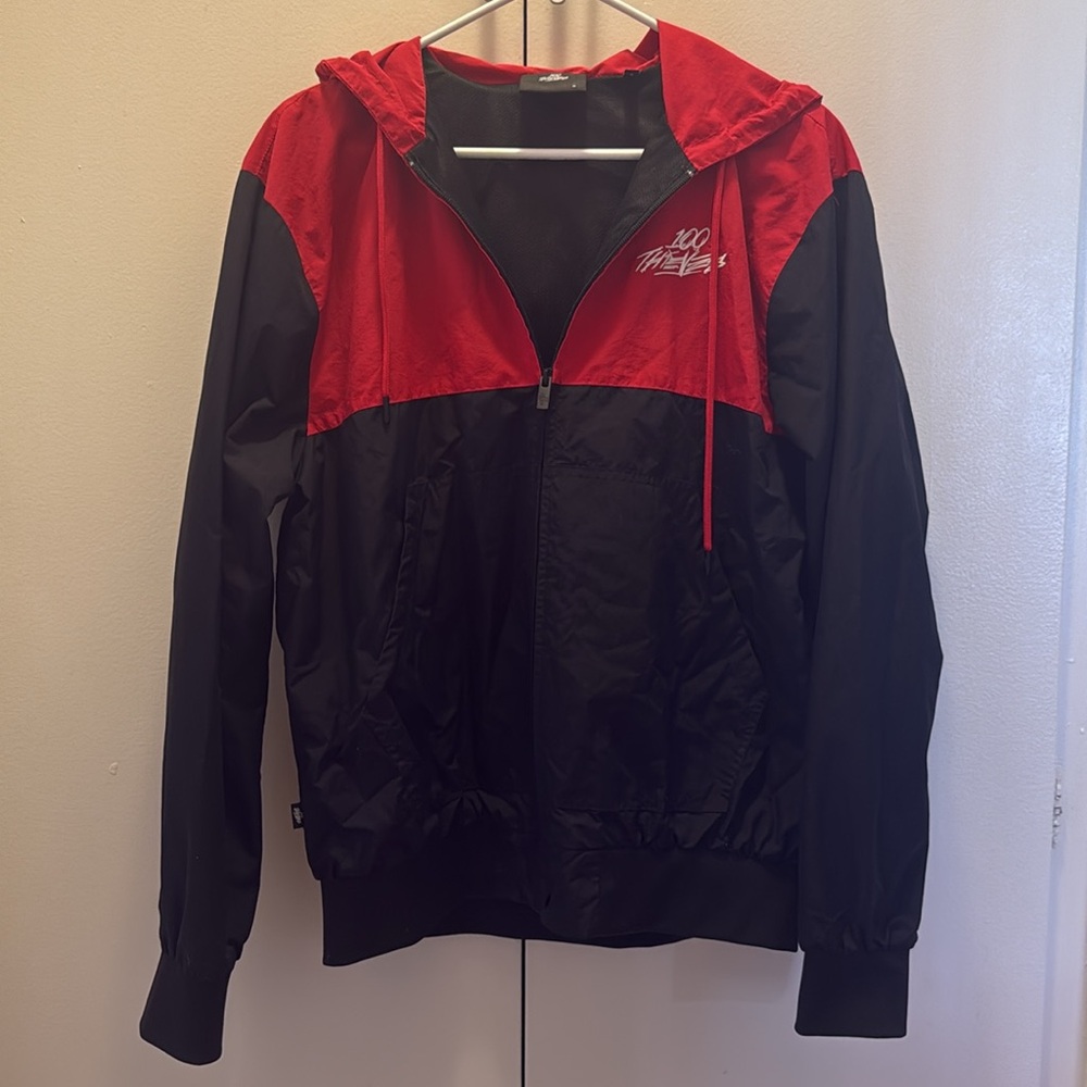 100 Thieves Alumni Foundations Windbreaker Zip Jacket Men’s Small Red/black